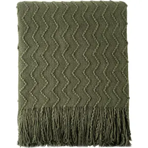 Throw Blanket for Couch, Textured Knit Throw, Olive Green Throws for  Decor, Soft Blanket Throw for Bedroom Decor Housewarming Gifts, 50"x60"