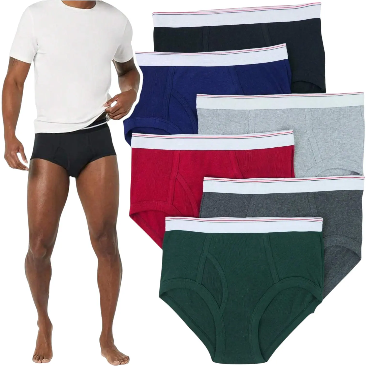 ToBeInStyle Men's Pack Of 3 Or 6 Cotton Bikini Briefs Casual Breathable Underwear Breathable Undergarments