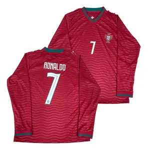2026 Portugal Home Long Sleeve 7# Ronaldo Soccer Jersey Red Football Jersey Quick Drying