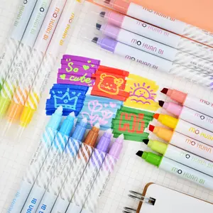 HANKU 12 Pack Magic Color Changing Markers, Double Tip Highlighters for 3D Lettering, Secret Messages, Art DIY & Back to School Supplies