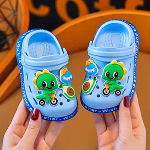 Teenager's Dinosaur Cartoon Shoes - Light blue EVA material, with fun dinosaur and bicycle charms