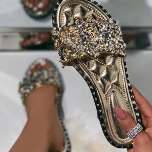 Women  Summer Gold Rhinestones Sandals  Footwear