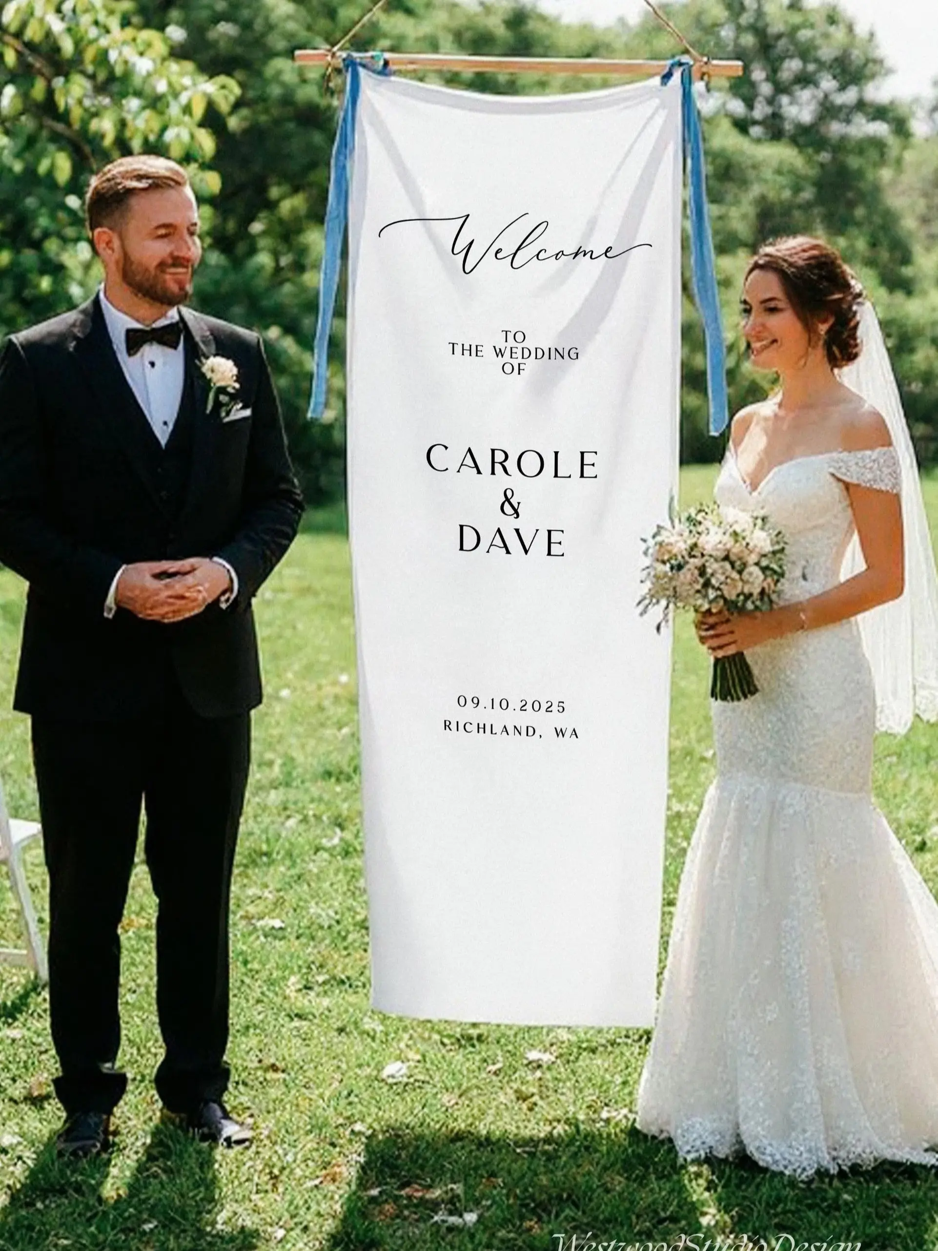 personalized Cotton Linen wedding banner, linen wedding welcome sign, custom wedding sign, bridal shower banner, engagement party decor, wedding entrance sign, minimalist wedding banner, wedding backdrop decor, custom ceremony sign