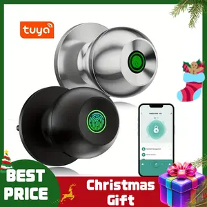 Valentine's Day Gift Fingerprint Door Knob,Smart Lock,1 Count Smart Door Knob with APP,Biometric Lock Great for Bedroom,Garage,Apartment,door traps FathersDayGift