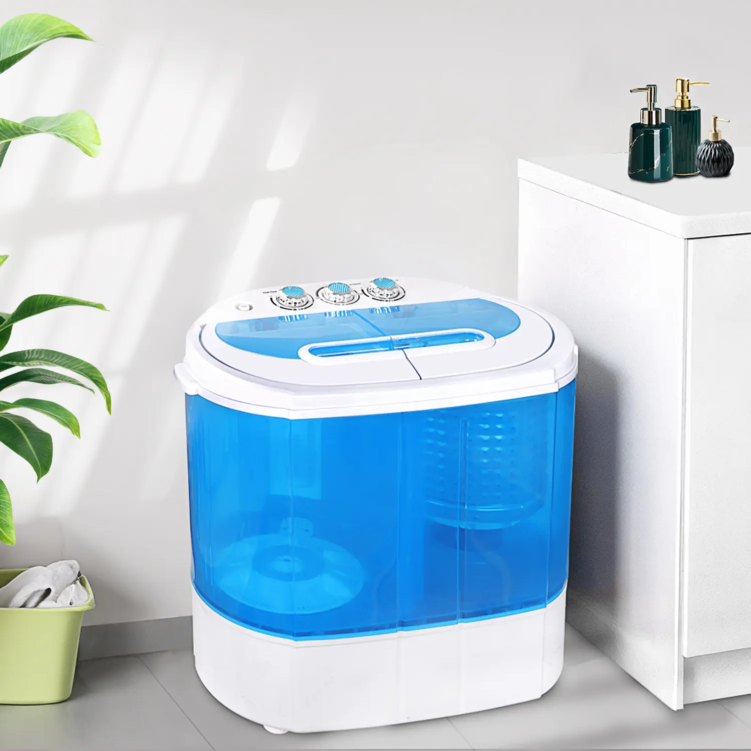 Segawe Compact Portable Semi-Automatic Washer Dryer Combo - 9.9lbs Capacity Top-Load Portable Laundry Washer with Spinner, Gravity Drain Pump, Lightweight for Apartments,summerwins