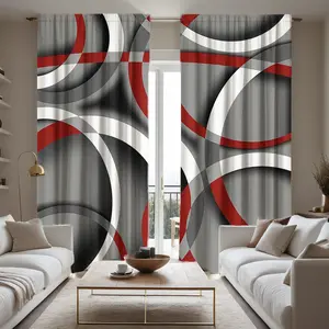2pc striped line art curtains with geometric modern and vintage circular prints are the perfect gift for friends, suitable for home decoration in dormitories, bedrooms, living rooms, kitchens, dining rooms, studies, cafes, hotels, apartments, and more
