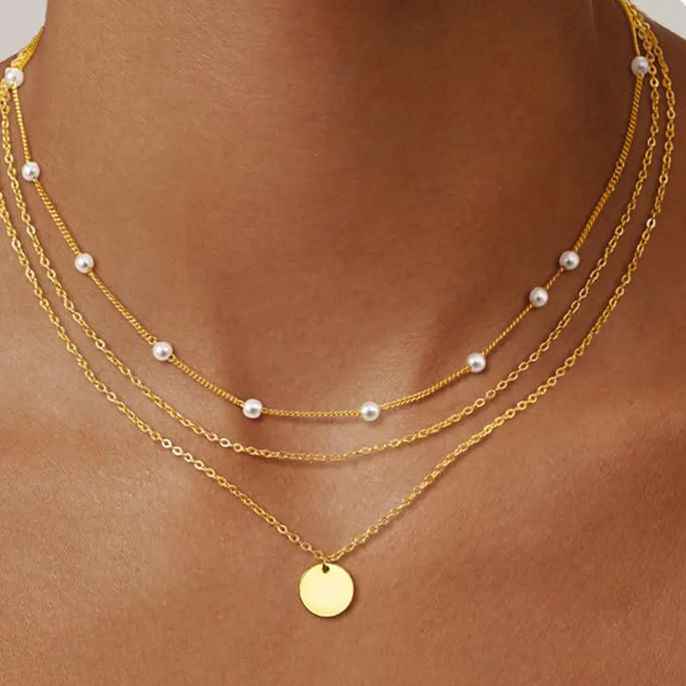 Golden round pearl chain O chain