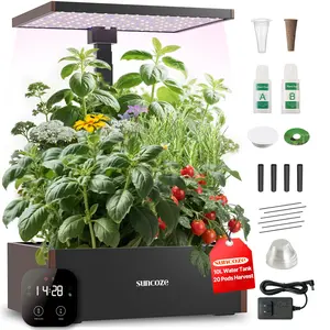 Hydroponics Growing System Kit 12 Pods/20 Pods, Indoor Herb Garden with Grow Light 20W/24W/30W, 4L/10L Large Water Tank with Adjustable Height, Built-in Pump, Gardening Gifts