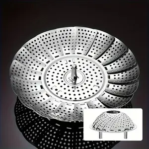 Stainless Steel Expandable Steamer Basket, 1 Count Steamer Basket for Cooking Bread, Buns, Pastries, Safe Kitchen Tool, Modern Kitchen Accessories, Cookware, Kitchenware