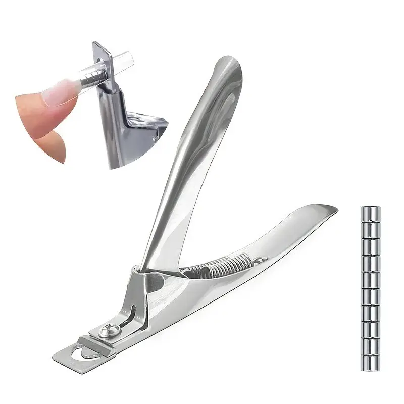 Adjustable Stainless Steel Acrylic Manicure Nail Clippers with 10 Magnets, Long UV Extension Nails Trimming Tool, Precise Nail Trimmer, Nail Care Tools, Nail Art Tools, Single Item Pack, Nail Care Products, Fingernail Clipper, Nail Salon Supplies