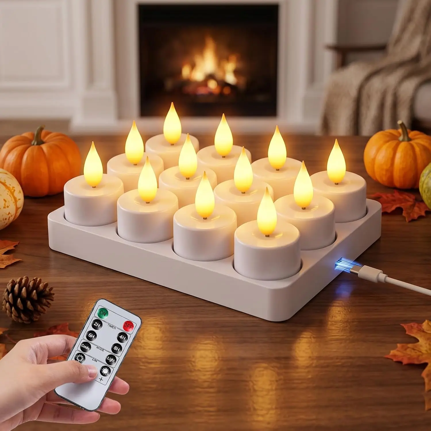 MATULSA Rechargeable LED Candles with Remote Control, Timer & Charging Base - Flameless Flicker Flame Candles for Holiday, Party, Indoor Decor
