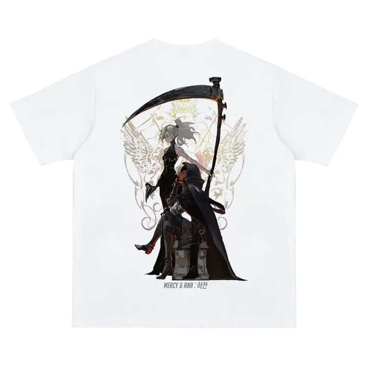 Overwatch "Support" Anime Vintage Oversized Tshirt DTG Print 180GSM Cotton Original Design Crewneck Regular Shoulder Unisex Streetwear Y3M