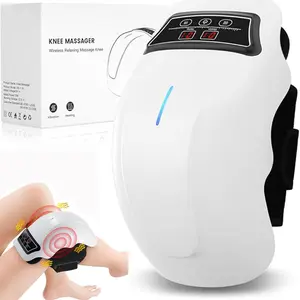 Cordless Knee Massager with Infrared Heat Vibration LED Screen & Red Light Portable Hands-Free Design for Relief