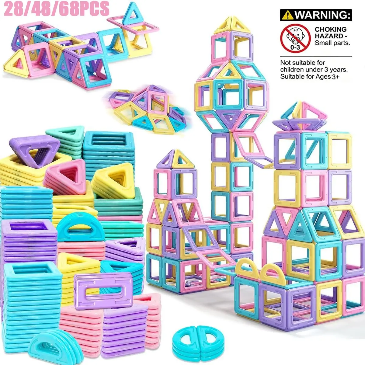 Large Size Macaron Magnetic Designer Construction Set, Building Toy Magnets, Educational Toys for Kids, Birthday Gifts, Random Color