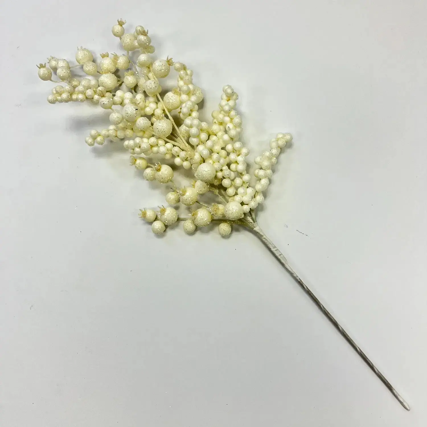 Decorative Mixed Pearl White Glitter Crabapple Faux Holiday Berry Spray - 27" Floral Centerpiece for Minimalist Home Decor, Artificial Plants Accent