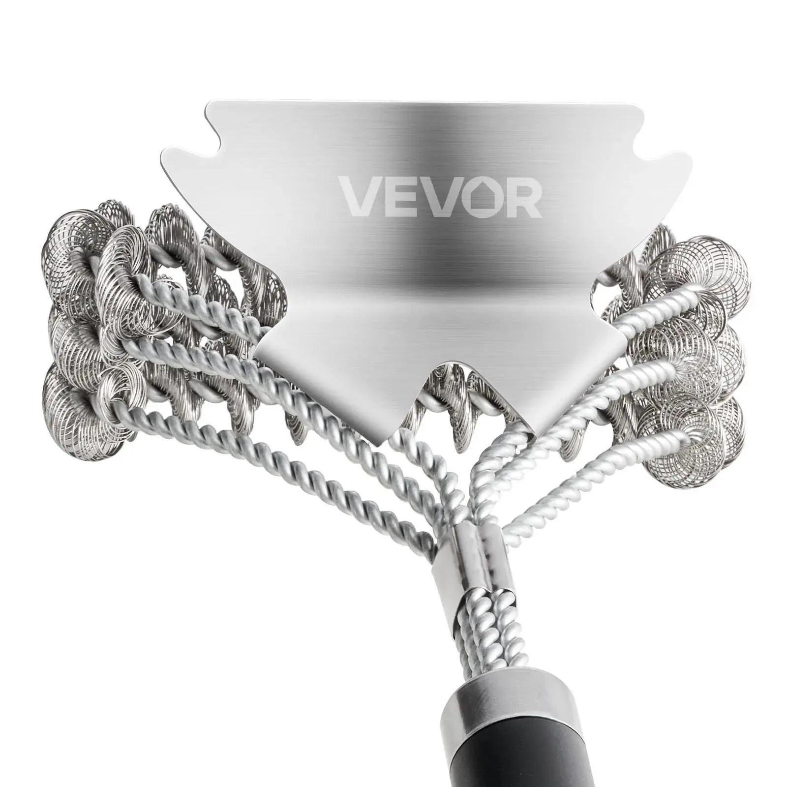 【Summerfinds】VEVOR Grill Brush and Scraper,  BBQ Brush for Outdoor Grills, Stainless Steel Woven Wire, Bristle Free Barbecue Brushes for Porcelain, Charcoal, Grate Cleaner Grill Accessories, 17 in