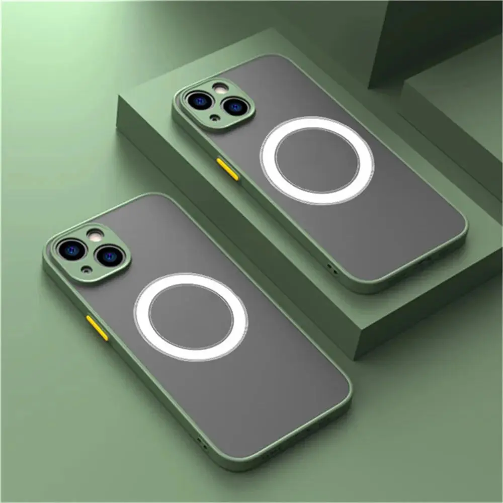 Luxury Armor Matte For Magsafe Magnetic Wireless Charging Case For iPhone 18 17 16 15 14 13 12 11Pro Max Mini Plus