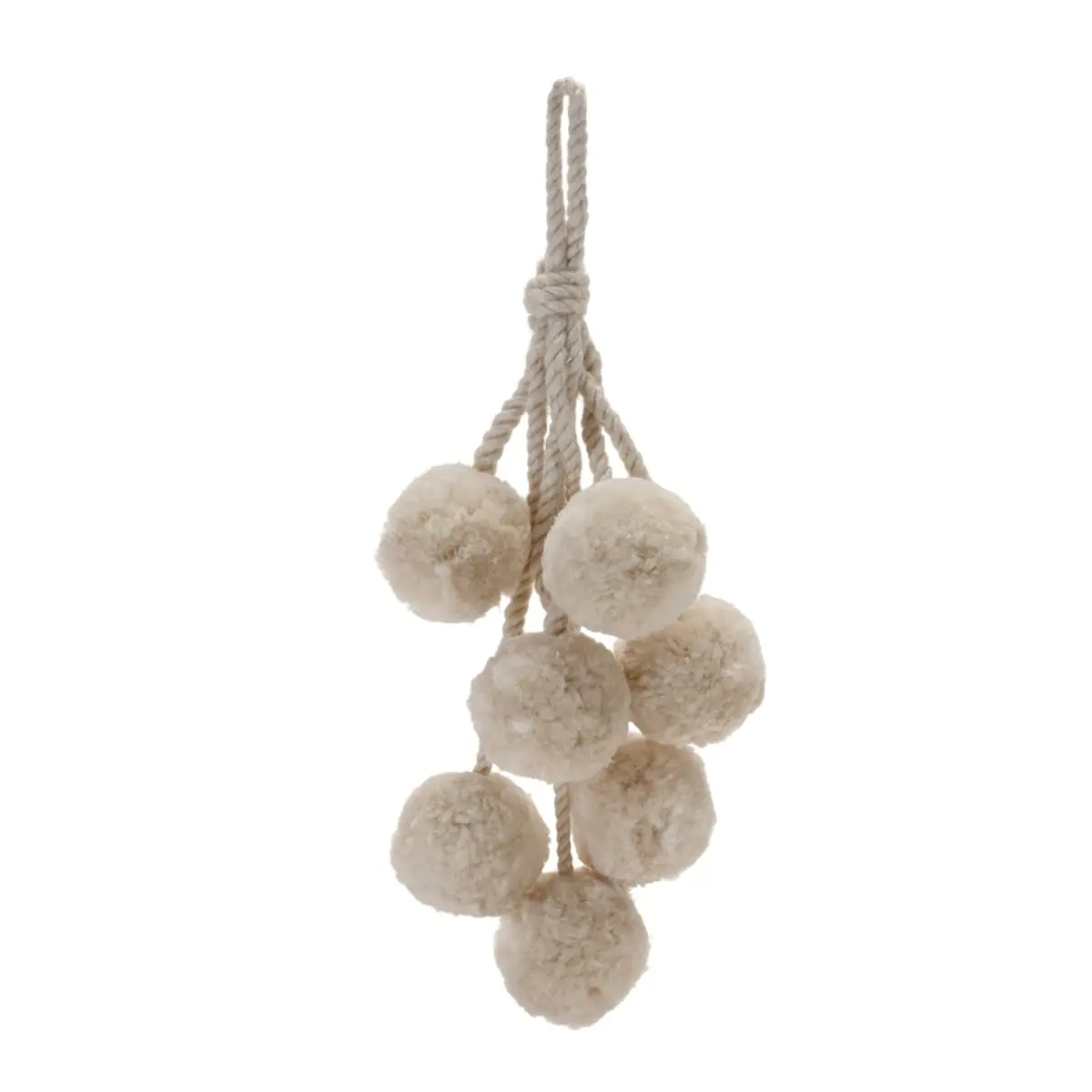 Melrose 91210DS 14.5 in. Polyester Pom Pom Cluster Ornament Drop, Beige - Set of 4
