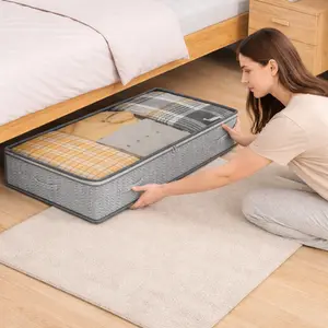45L/90L Underbed Storage Bags Extra Large Capacity Clothes & Blanket Organizer Foldable Space Saving Bin for Bedroom & Closet High-quality Fabric Breathable Material Strong Zipper Reinforced Handle