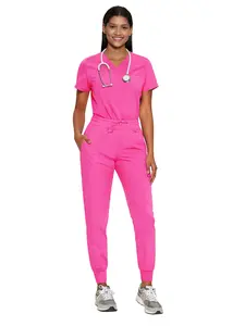 COZYSCRUBS Women's Scrub Sets - V-Neck Scrub Top, Jogger Pants, Stretchy Fabric Medical Workwear, Basic Lady Women's Clothes Uniform