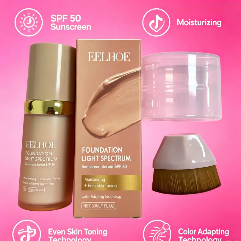 4 in 1 Foundation Spf 50+ Sunscreen, Long-lasting Waterproof, Daily Use,facial Beauty Enhancer, Flawless Skin Winner, Reliable Sun Protecting, UV Protect