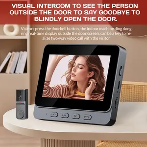 I5 No Subscription Video Doorbell with Indoor Chime - 24/7 Monitoring, Waterproof , Doorbell Camera with Screen - Secure Your Home, See Visitors Anytime, Anywhere