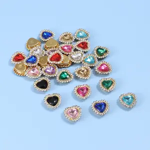 30pcs Heart-Shaped Glitter Rhinestones, Mixed Colors, Sew-On & Adhesive, DIY Craft Supplies for Clothing Shoes Bags Hair Accessories