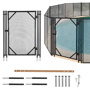 Swimming Pool Safety Fence, Stainless Steel Framed Mesh Barrier, Protective Guardrail Fit Inground and Above Ground Pool, Backyard Garden Pool Security Enclosure