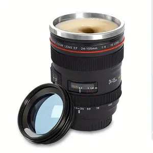 Camera Lens Coffee Mug, Stainless Steel & BPA-Free Abs Plastic, Durable Insulated, Multifunctional Portable Travel Cup with Retractable Lid, Ideal Gift for Photographers