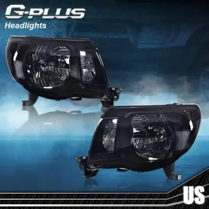 Smoke Lens Headlights Headlamp Assembly Fit For 2005-2011 Toyota Tacoma L+R Side G-PLUS
