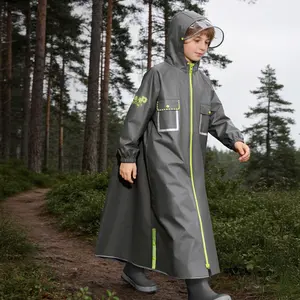Kids Outdoor Adventure Raincoat Waterproof with Backpack Slot for Pupils Rainproof
