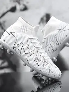 Men's High-top Lace-up Football Boots, Football Field Boots, Breathable & Non-slip Football Shoes, Professional PU Soccer Shoes for Outdoor Training