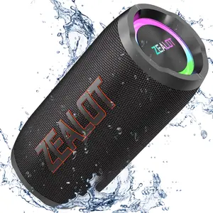【 ZEALOT 】 Portable wireless speaker 50W, large and powerful bass, DSP, RGB ambient light, IP67 waterproof, TWS pairing, 8000mAh, portable power bank, supports 8-hour continuous playback. Ideal for family gatherings, outdoor camping, and beach parties