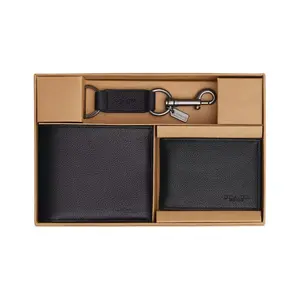 COACH Men's 3-in-1 Logo-Embossed Smooth Calfskin Wallet Set in Black COACH Men's 3-in-1 Logo-Embossed Smooth Calfskin Wallet Set in Black