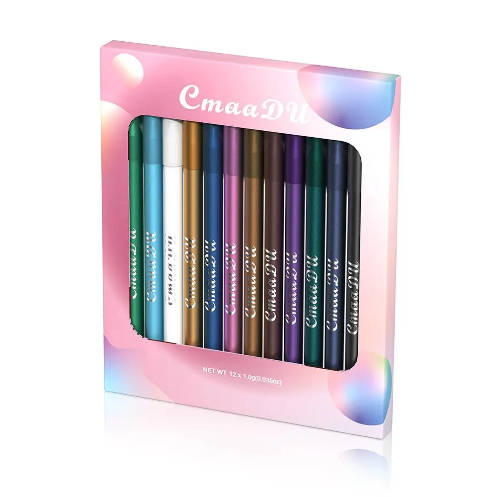 12 Colors Eyeliner & Lipliner Set, Eyeliner Bundle, 12pcs/set Easy Coloring Eyeliner Pencil, Lip Liner Pencils, Multi-use Lip & Eye Makeup Tool for Women & Girls Summer Makeup