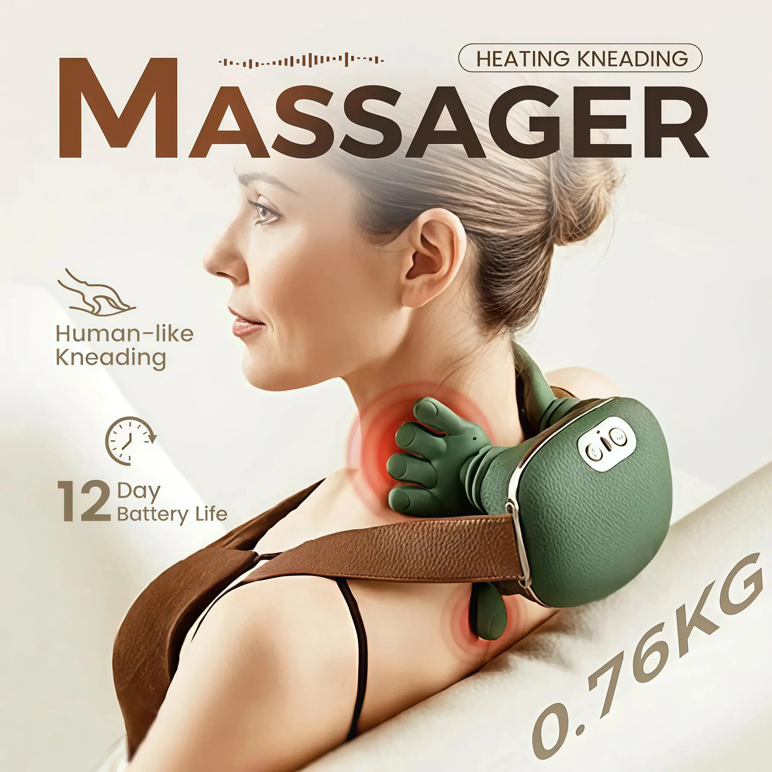 2026 Electric Shoulder & Cervical Massager, Bionic Hand 3D Kneading for Neck+Shoulder+Hand, Battery Powered, Heating Wireless Portable, Adjustable Speed, Lightweight Unisex, Shoulder Pain Relief Neck Pain Relief, Mother's Day Gift