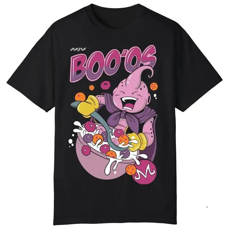 Dragon Ball Vintage Anime 100% Cotton T-Shirt - Funny Majin Buu Cooking Graphic, Breathable Fitted Cut Short-Sleeve Crewneck Sports Top, Anime Merch Gift for Fans