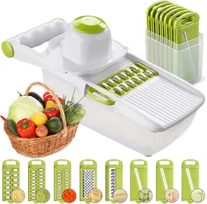 Mandoline Slicer for Kitchen, Adjustable Mandoline Food Slicer, Vegetable Slicer, Potato, Onion, Cucumber, Veggie Slicer, Multifunctional Vegetable Chopper with Container, Essential Kitchen Gadgets