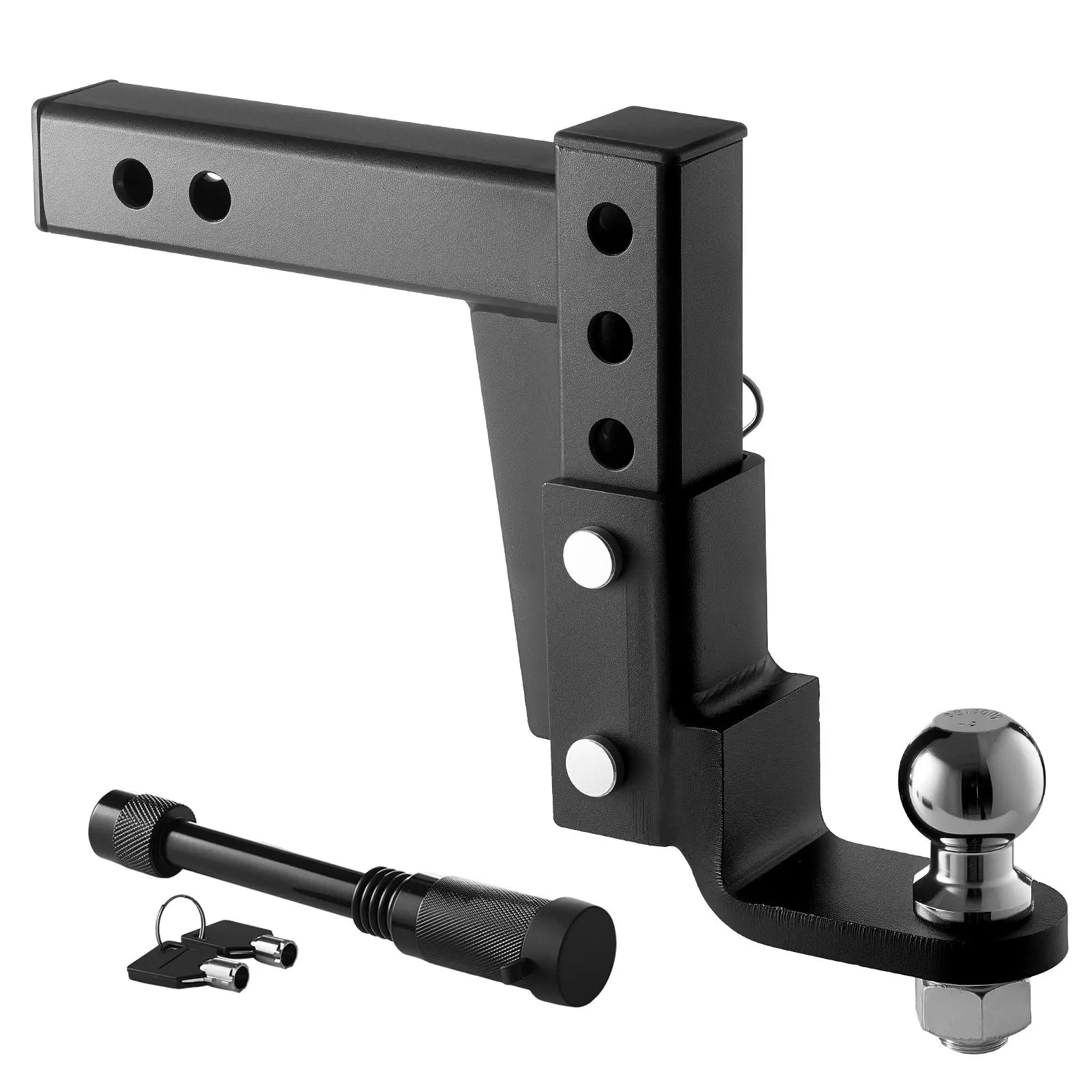 【Summerfinds】VEVOR Trailer Hitch Ball MountFit 2-Inch ReceiverAdjustable Trailer Hitch with 2 Inch Ball & Pin7500 lbs GTW9.5 Inch DropTowing Ball Mounts for RVsOff-Road Vehicles and TrucksBlack