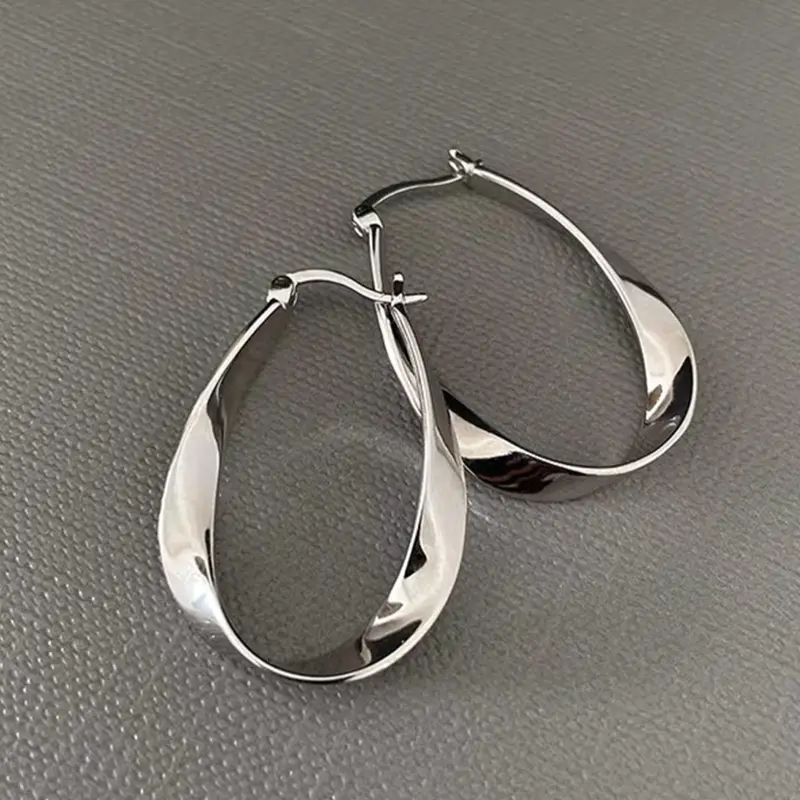 Irregular Geometric Design Hoop Earrings, Fashionable Earrings for Women, Daily Use, Versatile Earrings, Trendy All-match & Exquisite Jewelry for Birthday Gift, Aesthetic Jewelry Gift, Ear Hoops