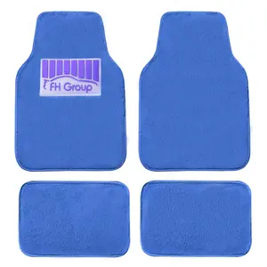 FH GROUP Faux Bunny Fur & Leatherette Non-Slip Car Floor Mats - Full Set, Blue, Car Interior Accessory