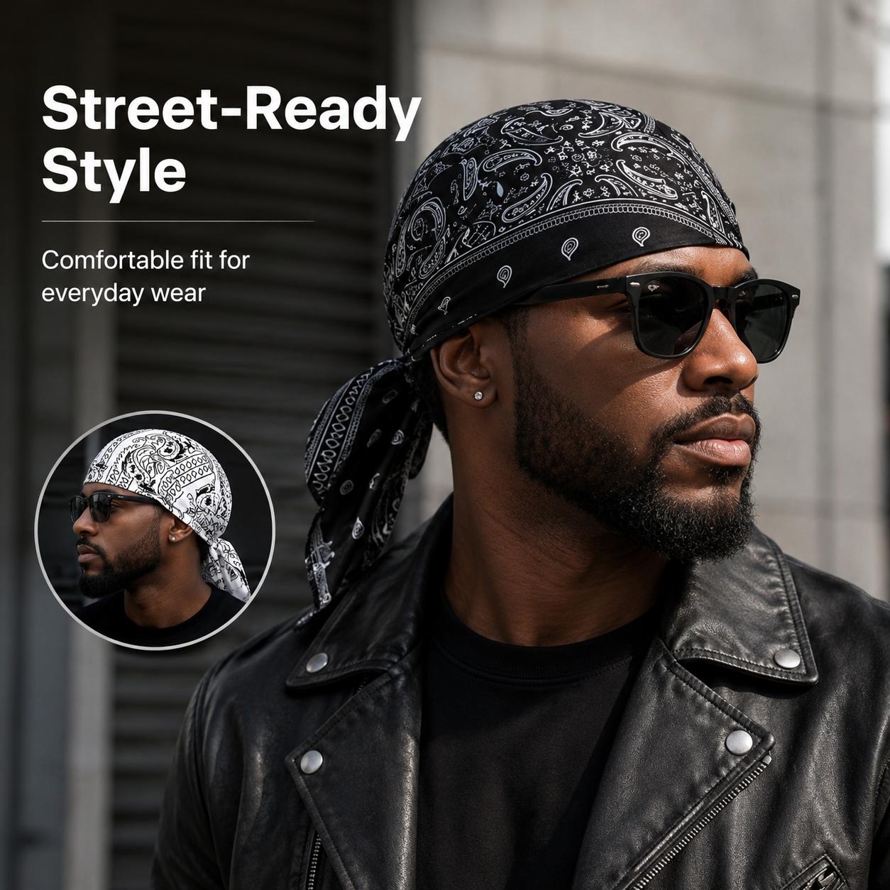 5 PCS Paisley Skull Cap Bandana Head Wraps for Men Women, Adjustable Tie Back Do Rag Headwear, Breathable Lightweight Biker Durag Caps for Motorcycle, Workout, Cycling, Running, Outdoor Sports & Daily Wear 5 PCS Paisley Skull Cap Bandana Head Wraps for Men Women, Adjustable Tie Back Do Rag Headwear, Breathable Lightweight Biker Durag Caps for Motorcycle, Workout, Cycling, Running, Outdoor Sports & Daily Wear