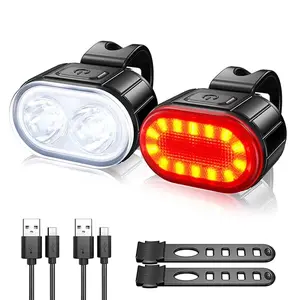 BUCKLOS Bike Light Set with Headlight & Taillight USB Rechargeable MTB Front Rear Lamp Bright Rainproof Flashlight for Cycling MTB Road Bike e bike bike parts High Lumen rear reflector on a bike