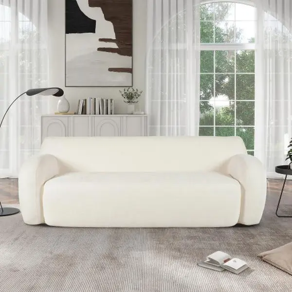 U-Style 81.5" Minimalist Compression Boneless Modern Sofa - 3-Seater Cozy Comfy Loveseat, Curved Design Modern Cloud Couch for Living Rooms, Apartments