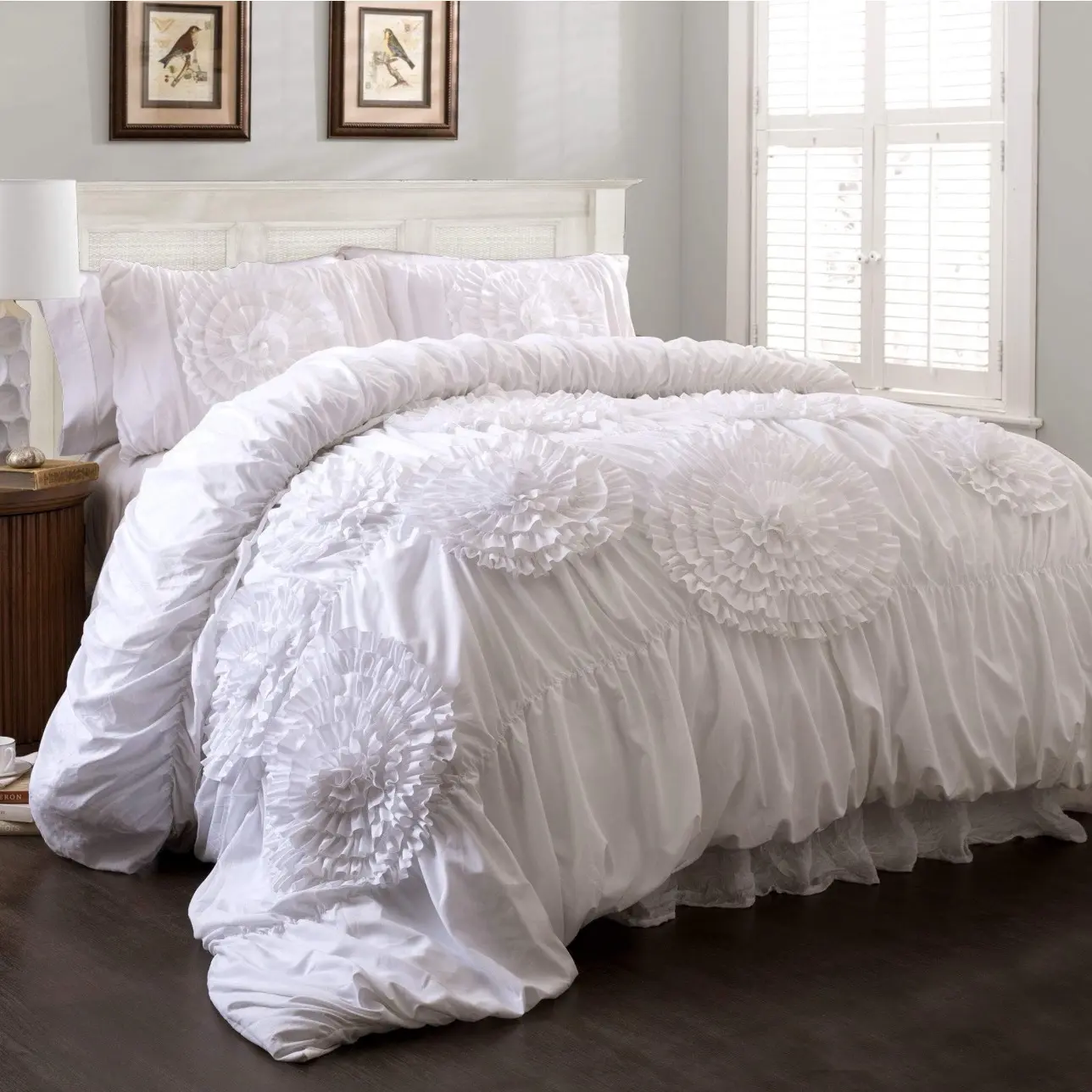 Lush Decor Serena Comforter Set, 3 Piece Set, White