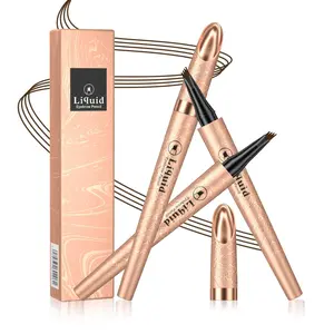 Eyebrow Pen, Contouring Pen Fine Stroke 3D Waterproof Microblading Eyebrow Pencil with 4-Fork-Tip Create Natural Hair-Like Brows Stay on All Day