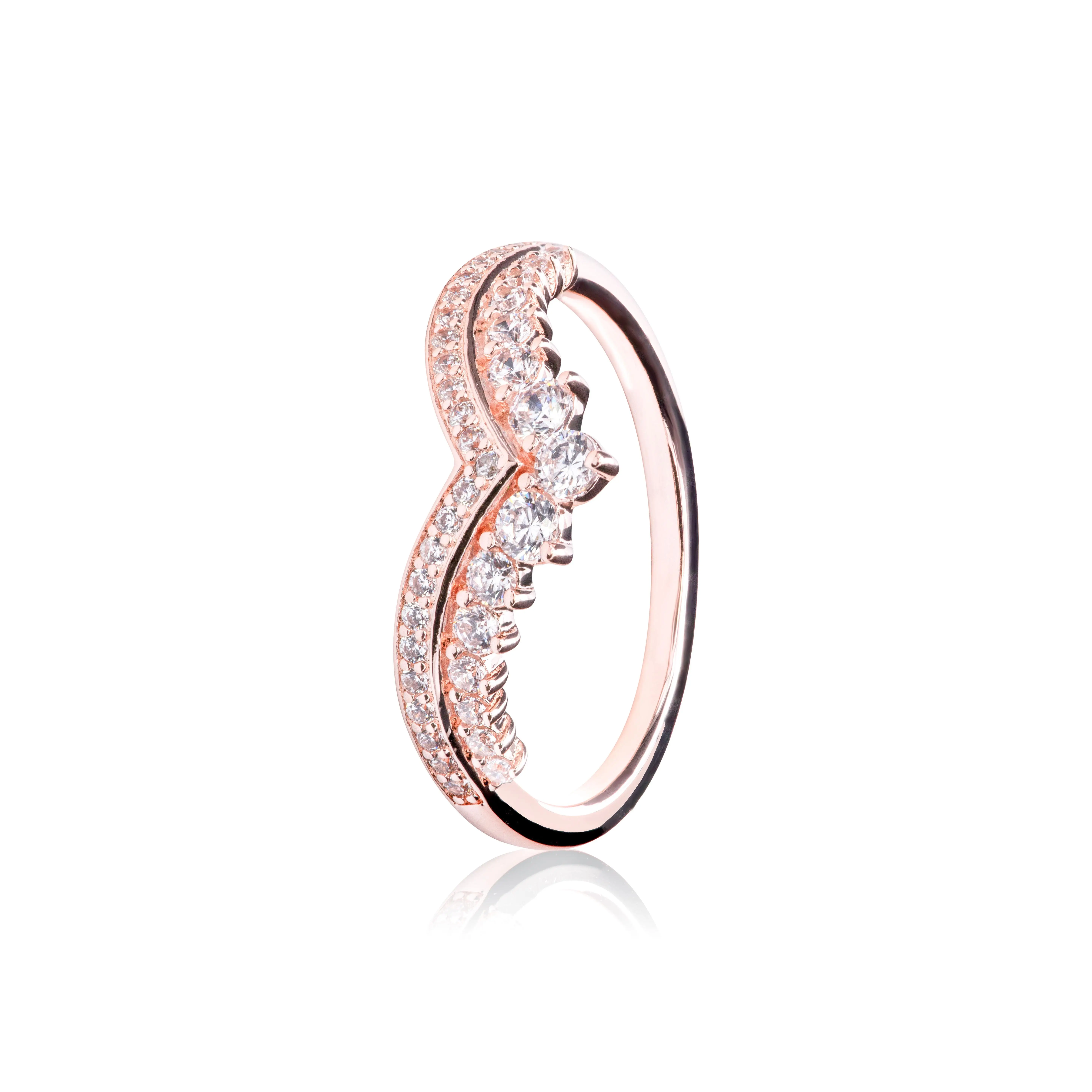 Pandora Princess Wishbone Ring Silver Tone Women's Jewelry Size 54 187736cz-54, Female