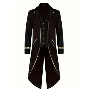 Steampunk Gothic Victorian Jacket Vintage Tailcoat Medieval Frock Coat Renaissance Costume For Men