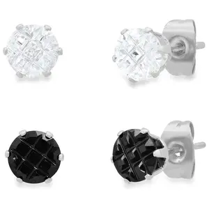 Steel by Design Set of 2 Cubic Zirconia Stud Earrings