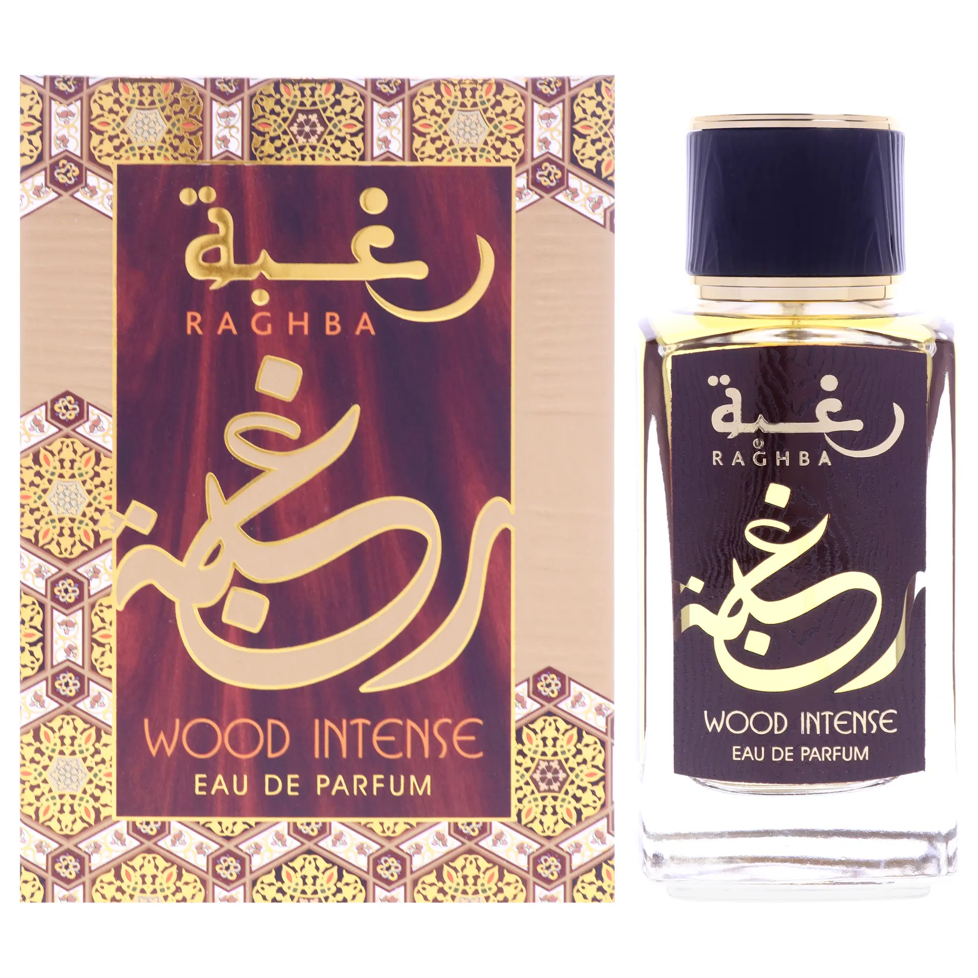 Bold Raghba Intense Wood Arabic Perfume Unisex Fragrance by Lattafa, 3.4 fl oz Long-Lasting EDP Spray, Standard Size